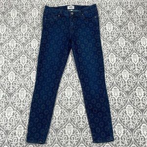 paige jeans ankle slim blue cotton mid rise stretch spandex daisy women's 30x27